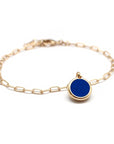 Elongated mesh bracelet - Personalized fine stone - Gold plated