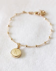 Beaded chain bracelet - Personalized fine stone - Gold plated