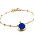 Beaded chain bracelet - Personalized fine stone - Gold plated