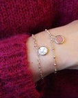 Beaded chain bracelet - Personalized fine stone - Gold plated