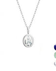 Personalized oval fine stone necklace - Silver