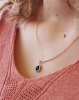 Personalized oval fine stone necklace - Simple chain - Gold plated