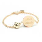 Bracelet personnalisé plaqué or - Médaille et trèfle
