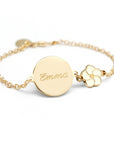 Personalized gold-plated bracelet - Medal and flower