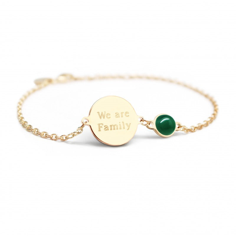 Personalized medal and fine stone bracelet - Gold or Silver Plated