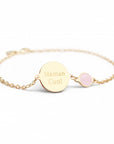 Personalized medal and fine stone bracelet - Gold or Silver Plated