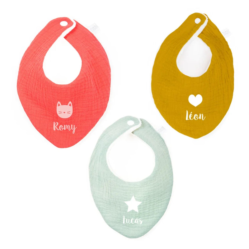 Personalized double cotton gauze bandana bib