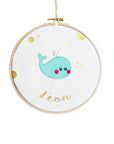 Round personalized wall drum frame - Whale model