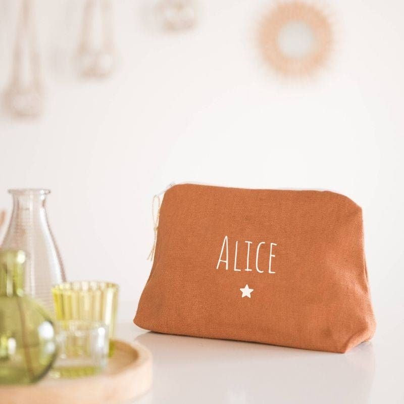 Personalized linen pencil case - First name or text