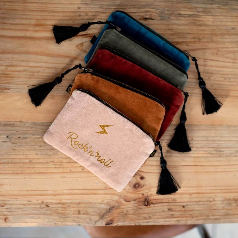 Pochette en velours personnalisée - Cadeau Baptême - Cadeau Communion