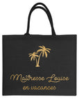 Personalized black beach bag