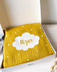 Personalized baby blanket in cotton gauze