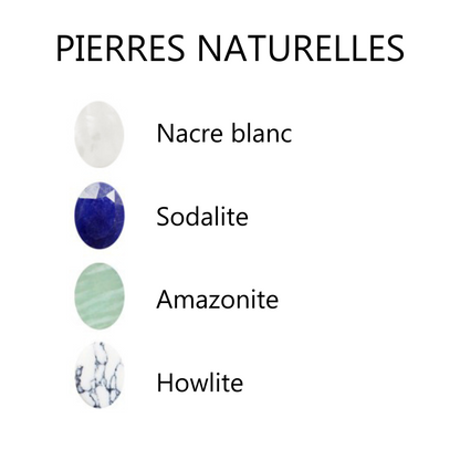 Collier pierre fine ovale personnalisé - Chaîne perlée - Plaqué Or