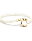 Pearl bracelet - Round mother-of-pearl medal - Gold plated