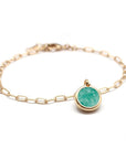 Elongated mesh bracelet - Personalized fine stone - Gold plated