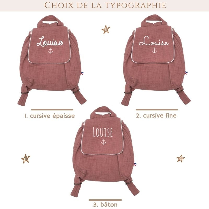 Personalized linen baby backpack