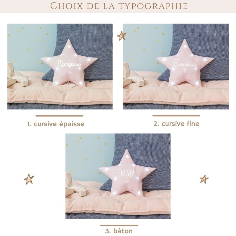 Personalized linen star night light with music option