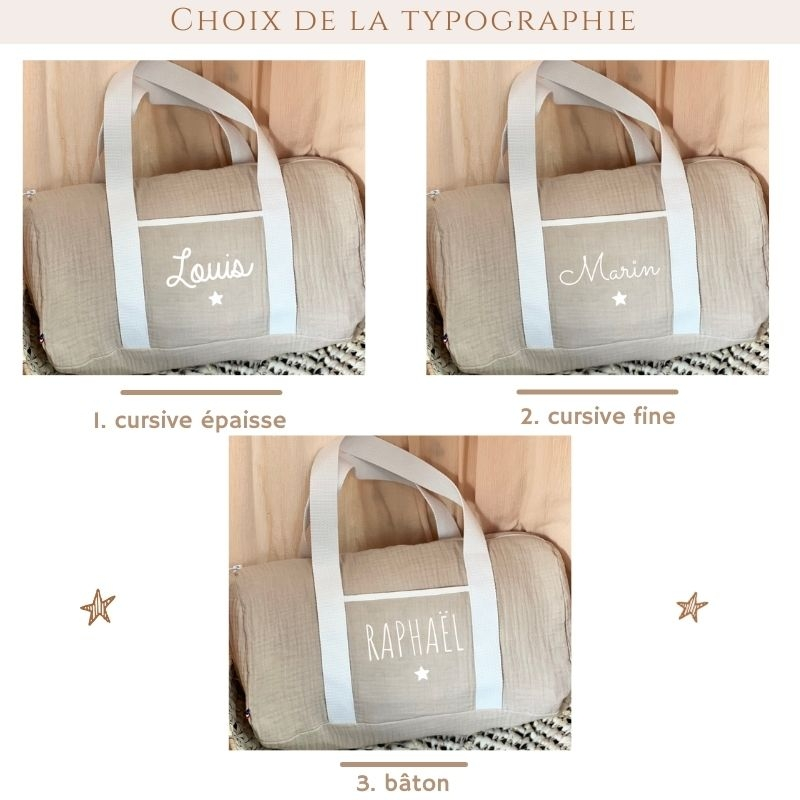 Sac de week-end personnalisé - Double gaze de coton - Cadeau maîtresse