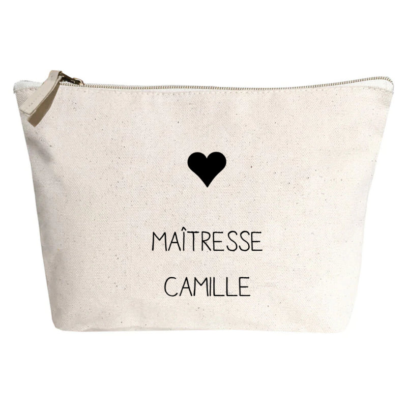 Pochette en coton personnalisée - Cadeau Maitresse - Nounou