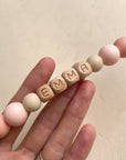 Personalized pacifier clip - Beech &amp; Silicone model